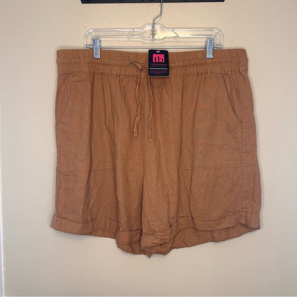 NWT Zenana Outfitters Rust Linen Blend Women's Shorts Size 3X